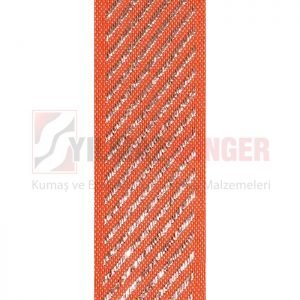 Mattress edge tape herringbone silvery orange