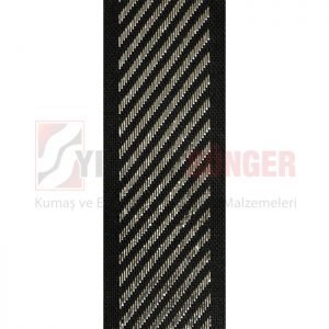 Mattress edge tape herringbone silvery black